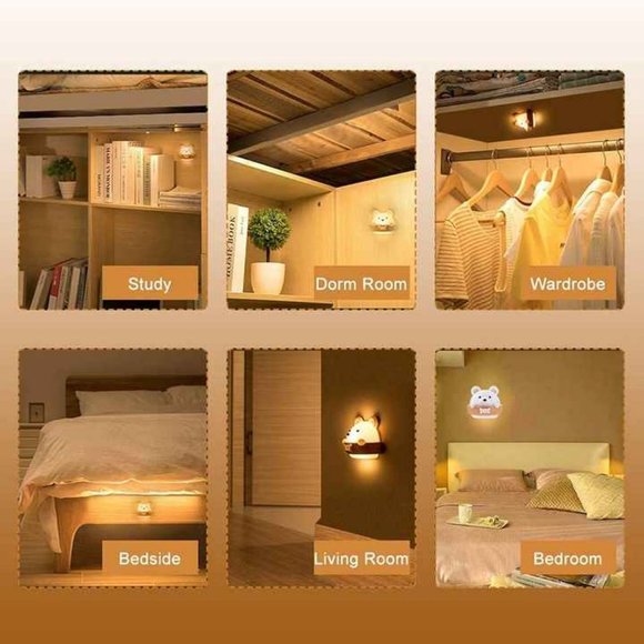 Cute Bear Night Light Girls Baby Boy Toddler Gifts Portable USB Charging Reading - Picture 5 of 10